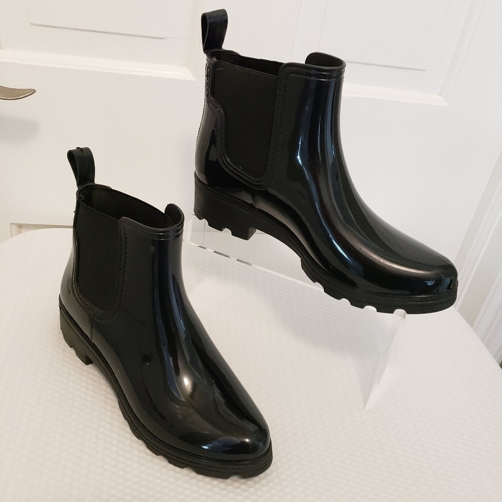 Capelli Of New York Black Rain Boots Size 9, Shiny, Lug Sole, Casual